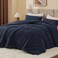 BEDELITE Fluffy Queen Comforter Set Navy Blue Fleece Soft Comforter for Queen Size Bed Luxury Warm Bedding Set for Winter Fuzzy Bed Set 3 Pieces 1 Comforter 2 Pillowcases
