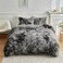 Wajade Faux Fur Plush White Comforter Set Fluffy Fuzzy Shaggy Bedding Set 3PC FullQueen Microfiber Soft Warm Quilt Set Tie Dye Dark Grey Queen