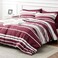 Bedsure Full Comforter Set 7 Pieces Burgundy Striped Bedding Set for All Seasons Reversible Cationic Dyeing Bed in a Bag with Comforter Sheets Pillowcases Shams