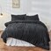 Bonlino Queen Comforter Set Black Boho Shabby Chic Bedding for Bedroom Fluffy 3 Piece Ruffle Comforter Set with Pillow