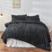 Bonlino Queen Comforter Set Black Boho Shabby Chic Bedding for Bedroom Fluffy 3 Piece Ruffle Comforter Set with Pillow