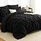 HIMEET Full Size Comforter Set Black 7 Pieces Pintuck Bed in a Bag Pinch Pleat Modern Room Decor AllSeason Soft Bedding Gift with Comforter Sheets Pillowcases Shams