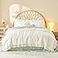 Litanika Queen Comforter Set Ivory 3 Pieces Cream Ruffle Farmhouse Aesthetic Bedding Comforter Set Lightweight Fluffy Microfiber Bed Set 90x90In Comforter 2 Pillowcases