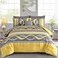 Anibedding Yellow Comforter Set King Size8 Pieces Bed in a Bag Patchwork Striped Bedding SetsBoho Soft Microfiber Bedding Set for All Season10490