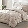 CozyLux Full Size Comforter Sets Linen 7 Pieces Bed in a Bag Full Luxury Soft Bed Set for All Seasons Bedding Set with Down Alternative Comforter Sheets Pillowcases Shams