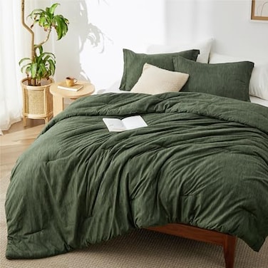 Bedsure TwinTwin XL Comforter Set Dark Green Soft Bedding for All Seasons Cationic Dyed Bed Set 2 Pieces 1 Twin Size Comforter 68x88 and 1 Pillow Sham 20x262