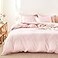 Wake In Cloud Striped Comforter Set Ticking Stripe Vertical Pinstripe Neutral Farmhouse Pattern Printed Soft Lightweight Bedding 3 Pieces Pink White Queen Size