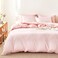 Wake In Cloud Striped Comforter Set Ticking Stripe Vertical Pinstripe Neutral Farmhouse Pattern Printed Soft Lightweight Bedding 3 Pieces Pink White Queen Size