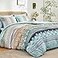LXWORX Boho Comforter Set Queen 7 Pieces Bed in a Bag Bohemian Striped Comforter Set with Sheets Soft Microfiber Sage Green Floral Bedding Set for All Season