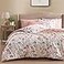 CASAAGUSTO Queen Comforter Set 7 Pieces Bed in a Bag Queen Clay Pink Floral Comforter Set with Flowers Leaves Pattern Soft Seersucker Design All Season Queen Size Bedding Set