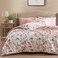 CASAAGUSTO Queen Comforter Set 7 Pieces Bed in a Bag Queen Clay Pink Floral Comforter Set with Flowers Leaves Pattern Soft Seersucker Design All Season Queen Size Bedding Set