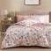 CASAAGUSTO Queen Comforter Set 7 Pieces Bed in a Bag Queen Clay Pink Floral Comforter Set with Flowers Leaves Pattern Soft Seersucker Design All Season Queen Size Bedding Set