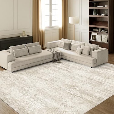 Art&Tuft ArtTuft Washable Rugs 8x10 AntiSlip Backing Abstract 8x10 Area Rugs for Living Room Foldable Stain Resistant Machine Washable Area Rug8x10 Beige