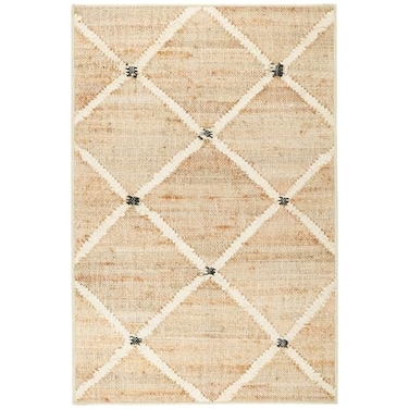 Dash & Dash and Albert Kali Natural 26 x 8 Diamond Soft and Cozy High Traffic Lightweight AntiSlip Durable Machine Washable Runner for Bedroom Living Room Dining Den Foyer Entryway