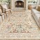 Lahome Sylvie Orange Floral Washable Area Rugs 8x10 Boho Large Rug for Bedroom Living Room Soft Rubber Backed NonSlip Carpet for Dining Playroom Decor Ochre Fall