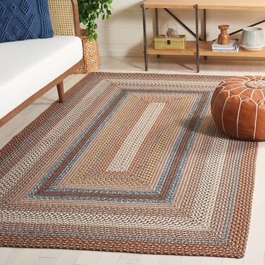 SAFAVIEH Washable Rug Outdoor Braided Collection 5 x 8 Brown Multi Handmade Reversible NonShedding Easy to Clean Ideal for Patio Backyard Mudroom BRD313A