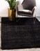 Unique Loom Solid Shag Collection Area Rug 5 1 x 8 Rectangle Jet Black