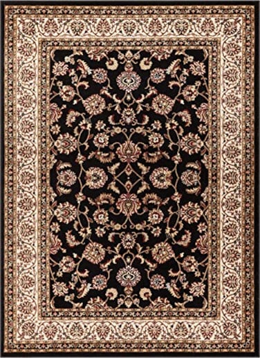 Well Woven Barclay Collection Sarouk Black 4x5 Area Rug for Entryways Small Bedrooms Living Rooms