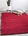 Unique Loom Solid Shag Collection Area Rug 4 1 x 6 1 Rectangle Cherry Red