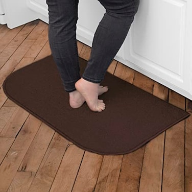 Ritz Solid Accent Rug 18 x 30 Stain Resistant Kitchen or Living Room Floor Mat Latex Backing Machine Washable Chocolate Brown