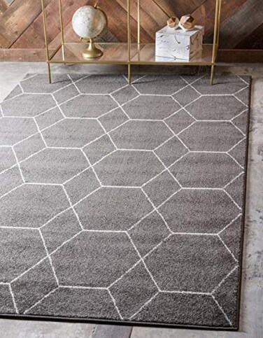 Unique Loom Trellis Frieze Collection Area Rug Geometric 5 1 x 8 Dark Gray Ivory