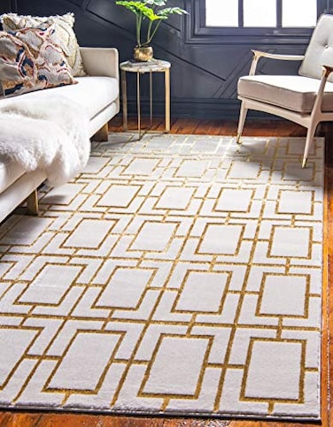 Unique Loom Marilyn Monroe Glam Collection Area Rug Deco 5x 8 Rectangle White Gold Gold