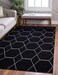 Unique Loom Trellis Frieze Collection Area Rug Geometric 8 x 10 Black Ivory