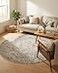 Rugs.com Rugscom Oregon Collection Rug 5 Ft Round Beige LowPile Rug Perfect for Kitchens Dining Rooms