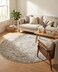Rugs.com Rugscom Oregon Collection Rug 5 Ft Round Beige LowPile Rug Perfect for Kitchens Dining Rooms