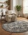 Rugs.com Rugscom Oregon Collection Rug 5 Ft Round Gray LowPile Rug Perfect for Kitchens Dining Rooms