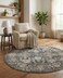 Rugs.com Rugscom Oregon Collection Rug 5 Ft Round Gray LowPile Rug Perfect for Kitchens Dining Rooms