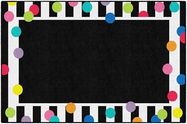 Flagship Carpets Just Teach Bright Polka Dot Border Classroom Area Rug for Indoor Classroom Learning or Kid Bedroom Educational Play Mat 5x76 Multi
