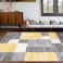 Rugshop Oslo Modern Yellow Area Rug Geometric Boxes Design Carpet with Jute Backing for Living Room or Bedroom 710 x 10