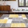 Rugshop Oslo Modern Yellow Area Rug Geometric Boxes Design Carpet with Jute Backing for Living Room or Bedroom 710 x 10