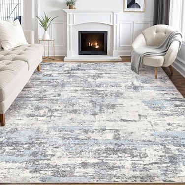 Jessibou Area Rugs 5x7 Living Room Washable Large Abstract Modern Neutral Soft Rug Stain Resistant NonSlip Backing Carpet for Bedroom Dining Room Indoor Nursery Dorm Home Office Decor Blue Grey