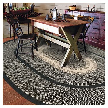 Homespice Manchester Black Braided Oval Area Rugs Jute 5x8 Perfect Country Primitive Decor for Living Room Dining Room Everywhere
