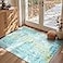 Ompaa Entryway Rug 3x5 Teal Blue Bedroom Area Rug Washable Non Slip Abstract Boho Rugs for Indoor Entry Kitchen Classroom Bathroom Kids Girls Room Office College Dorm Small Carpet