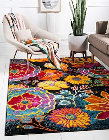 Unique Loom Lyon Collection Area Rug Kennedy 5 1 x 8 Rectangle Black Green