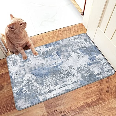 famibay 2x3 Runner Rug Modern Abstract Washable Rug Runners for Hallways Non Slip Faux Wool Carpet Runners for Kitchen Bathroom BedroomBlueGrey