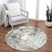 Lahome Modern Abstract Round Rug 3Ft Small Washable Kitchen Round Area Rug Bedroom 3x3 Circle Mat Soft Low Pile Non Slip Indoor Throw Carpet for Cabinet Bathroom Home Office Grey
