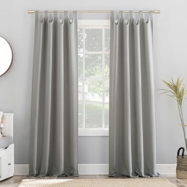 Sun Zero Easton Energy Saving Blackout Tab Top Curtain Panel 40 x 84 Silver Gray