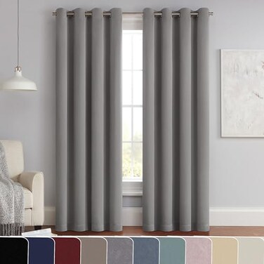 Eclipse ECLIPSE Solid Thermapanel Modern Room Darkening Rod Pocket Window Curtain for Bedroom 1 Panel 54 x 84 Grey
