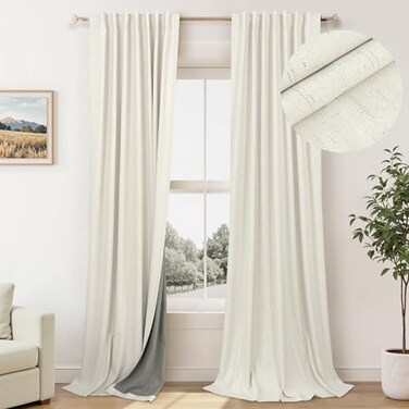 Pitalk 108 Inch Curtains 2 Panel Set Burg Modern Dark Out Curtains for Bedroom Insulating Noise Reducing Soundproof Extra Long Wide Drapes Floor Length to Ceiling Curtain for Living Room Window 9ft Cr