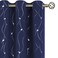 BGment Blackout Curtains 63 Inch Length 2 Panels Set Grommet Thermal Insulated Room Darkening Window Curtains with Wave Line and Dots Printed for Bedroom 42 x 63 Inch Navy Blue
