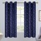 BGment Blackout Curtains 63 Inch Length 2 Panels Set Grommet Thermal Insulated Room Darkening Window Curtains with Wave Line and Dots Printed for Bedroom 42 x 63 Inch Navy Blue