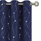 BGment Blackout Curtains 63 Inch Length 2 Panels Set Grommet Thermal Insulated Room Darkening Window Curtains with Wave Line and Dots Printed for Bedroom 42 x 63 Inch Navy Blue