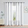 Central Park Navy and White Stripe Sheer Curtains Boucle Linen Farmhouse Rustic Window Curtain Panel Yarn Dyed Woven 95 Inches Long for Living Room Bedroom with Rod Pocket 40 W x 95 L Pack of 2
