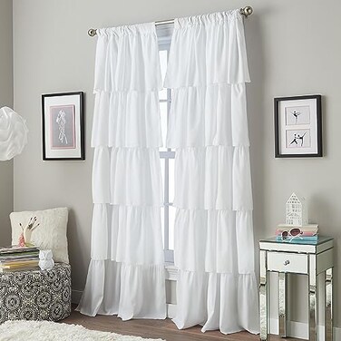 Curtainworks Flounced Curtain Panel 84inch White1Q82460GWT