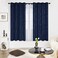 Deconovo Blackout Curtains Navy Blue Thermal Grommet Drapes Silver Wave Dots Foil Print Energy Saving Curtains 52 W x 72 L 2 Panels for Bedroom Living Room Apartment