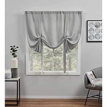 Exclusive Home EXCLUSIVE HOME Loha Light Filtering Rod Pocket Tie Up Shade 54x63 Dove Grey